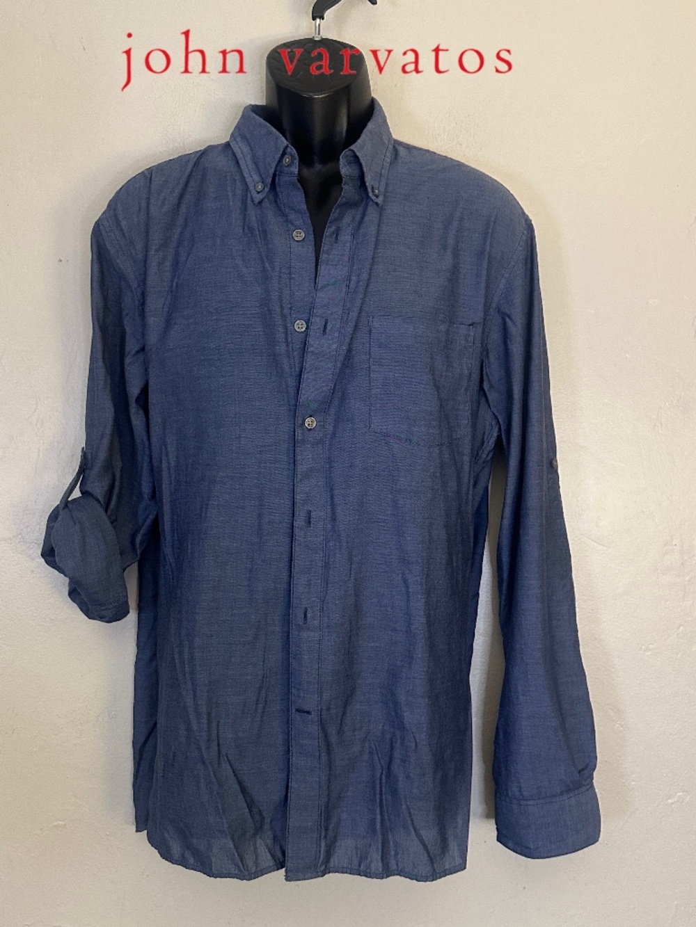 John Varvatos Roll Up Button Down XL Gently worn 100% cotton 24" armpit to armpi
